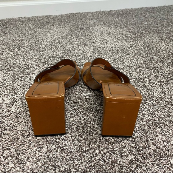 Zara Block Heel Brown Leather Sandals Chunky Woman’s Size 41 or‎ US 10 - Picture 5 of 6